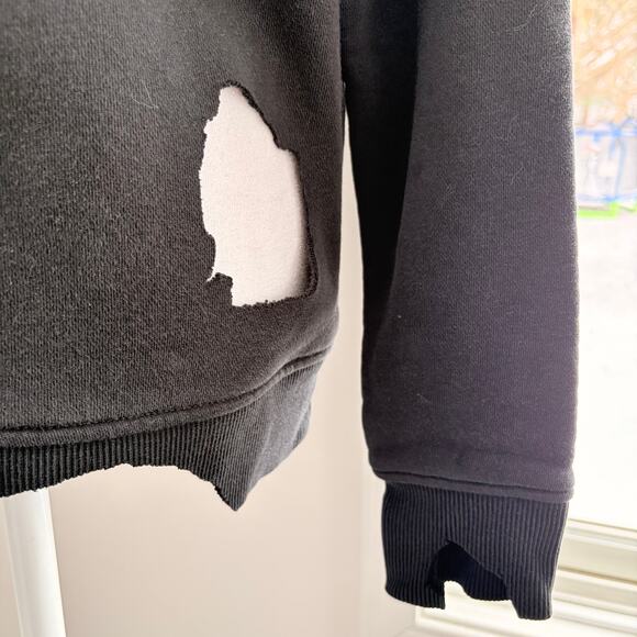 Carhartt Distressed Ripped Black Zip Up Hoodie Size Women's Small Holes Torn - Picture 6 of 8